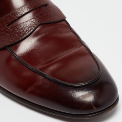 Santoni Burgundy Leather Slip On Loafers Size 41