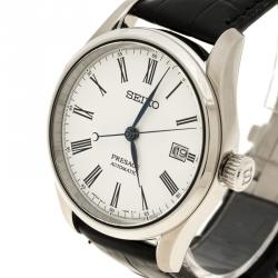 Seiko White Stainless Steel Presage Unlimited Enamel Men's Wristwatch 40 mm