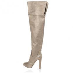 Pre Owned Sergio Rossi Metallic Embossed Leather Over The Knee Boots Size 41
