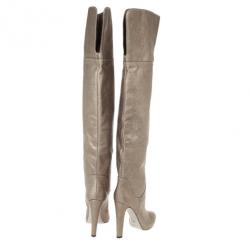 Pre Owned Sergio Rossi Metallic Embossed Leather Over The Knee Boots Size 41
