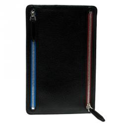 Smythson Black Leather Panama Zip Currency Case