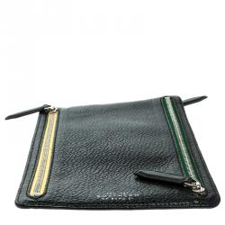 Smythson Black Leather Panama Zip Currency Case