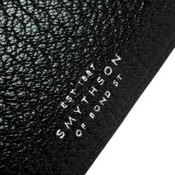 Smythson Black Leather Panama Zip Currency Case