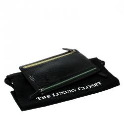 Smythson Black Leather Panama Zip Currency Case