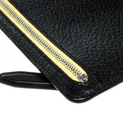 Smythson Black Leather Panama Zip Currency Case