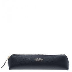 Smythson Dark Blue Leather Panama Pencil Case