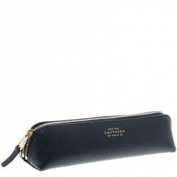 Smythson Dark Blue Leather Panama Pencil Case