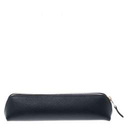 Smythson Dark Blue Leather Panama Pencil Case