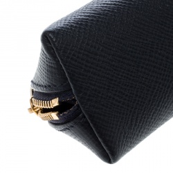 Smythson Dark Blue Leather Panama Pencil Case