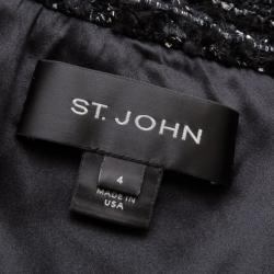 مملوكة مسبقًا St. John Black Stretch Tweed Knit Jacket US4
