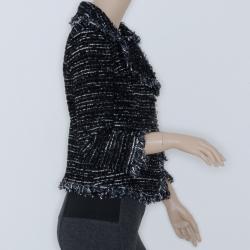 مملوكة مسبقًا St. John Black Stretch Tweed Knit Jacket US4