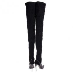 Pre Owned Stella McCartney Black Patent Leather and Suede Over The Knee Boots Size 37.5