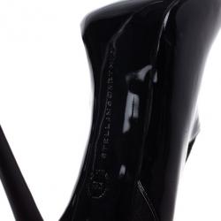 Pre Owned Stella McCartney Black Patent Leather and Suede Over The Knee Boots Size 37.5