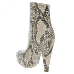 Pre Owned Stella McCartney Snake Effect Faux Leather Ankle Boots Size 39