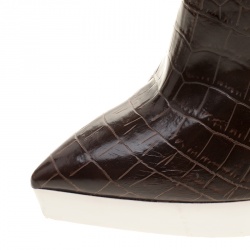 Pre Owned Stella McCartney Brown Croc Embossed Ankle Boots Size 39