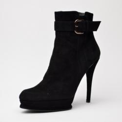 Stuart Weitzman Black Suede Platform Ankle Boots Size 39