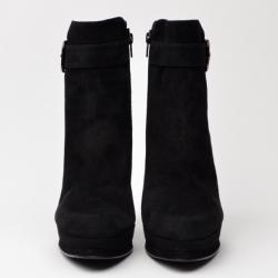 Stuart Weitzman Black Suede Platform Ankle Boots Size 39