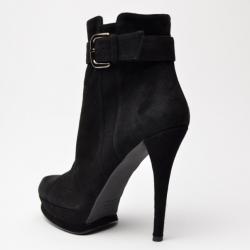 Stuart Weitzman Black Suede Platform Ankle Boots Size 39