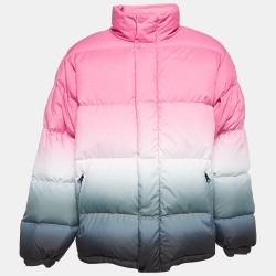 Supreme Pink Gradient Embroidered Synthetic Quilted Down Jacket L