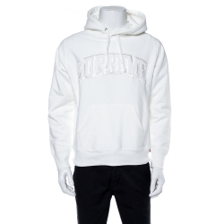 Supreme White Cotton Tent Leather Arc Logo Hoodie S