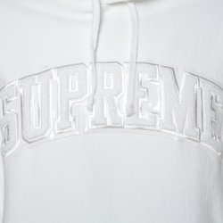 Supreme White Cotton Tent Leather Arc Logo Hoodie S