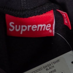 Supreme Black Rib Knit Box Logo Hoodie L