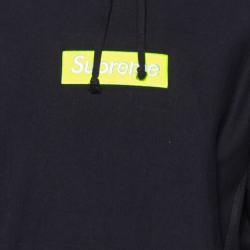 Supreme Black Rib Knit Box Logo Hoodie L