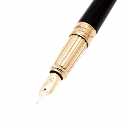 S.T. Dupont D Line Black Lacquer Gold Plated Fountain Pen