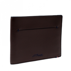 S.T. Dupont Brown Leather D Line 7CC Bifold Wallet