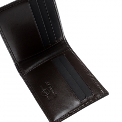 S.T Dupont Brown Leather D Line Fire Head 6CC Bifold Wallet
