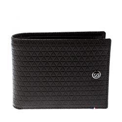 S.T Dupont Brown Leather D Line Fire Head 6CC Bifold Wallet