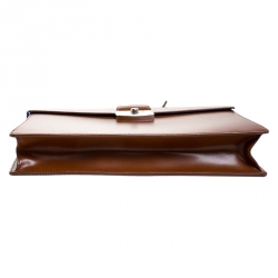 S.T. Dupont Brown Leather Atelier Line D One Gusset Briefcase