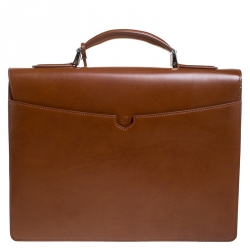 S.T. Dupont Brown Leather Atelier Line D One Gusset Briefcase