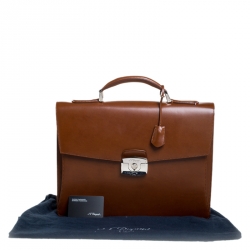S.T. Dupont Brown Leather Atelier Line D One Gusset Briefcase