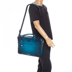 S.T. Dupont Blue Ombre Leather Atelier Document Briefcase