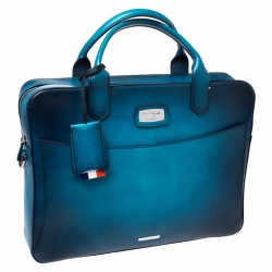 S.T. Dupont Blue Ombre Leather Atelier Document Briefcase