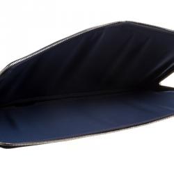 S.T. Dupont Black Leather Carbone Laptop Case Bag