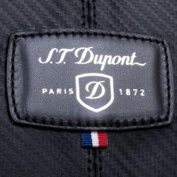S.T. Dupont Black Leather Carbone Laptop Case Bag