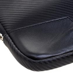 S.T. Dupont Black Leather Carbone Laptop Case Bag
