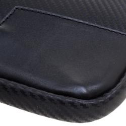 S.T. Dupont Black Leather Carbone Laptop Case Bag