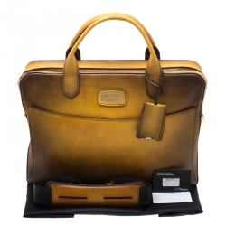 S.T. Dupont Yellow/Black Ombre Leather Atelier Document Holder Briefcase