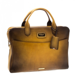 S.T. Dupont Yellow/Black Ombre Leather Atelier Document Holder Briefcase