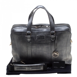 S.T. Dupont Metallic Grey Leather Line D Star Wars Document and Laptop Holder Briefcase