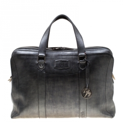 S.T. Dupont Metallic Grey Leather Line D Star Wars Document and Laptop Holder Briefcase