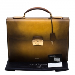 S.T. Dupont Yellow/Black Ombre Leather Atelier Line D One Gusset Briefcase