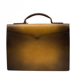 S.T. Dupont Yellow/Black Ombre Leather Atelier Line D One Gusset Briefcase