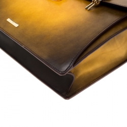S.T. Dupont Yellow/Black Ombre Leather Atelier Line D One Gusset Briefcase