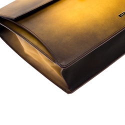S.T. Dupont Yellow/Black Ombre Leather Atelier Line D One Gusset Briefcase