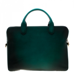 S.T. Dupont Green/Black Ombre Leather Atelier Document Holder Briefcase