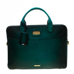 S.T. Dupont Green/Black Ombre Leather Atelier Document Holder Briefcase